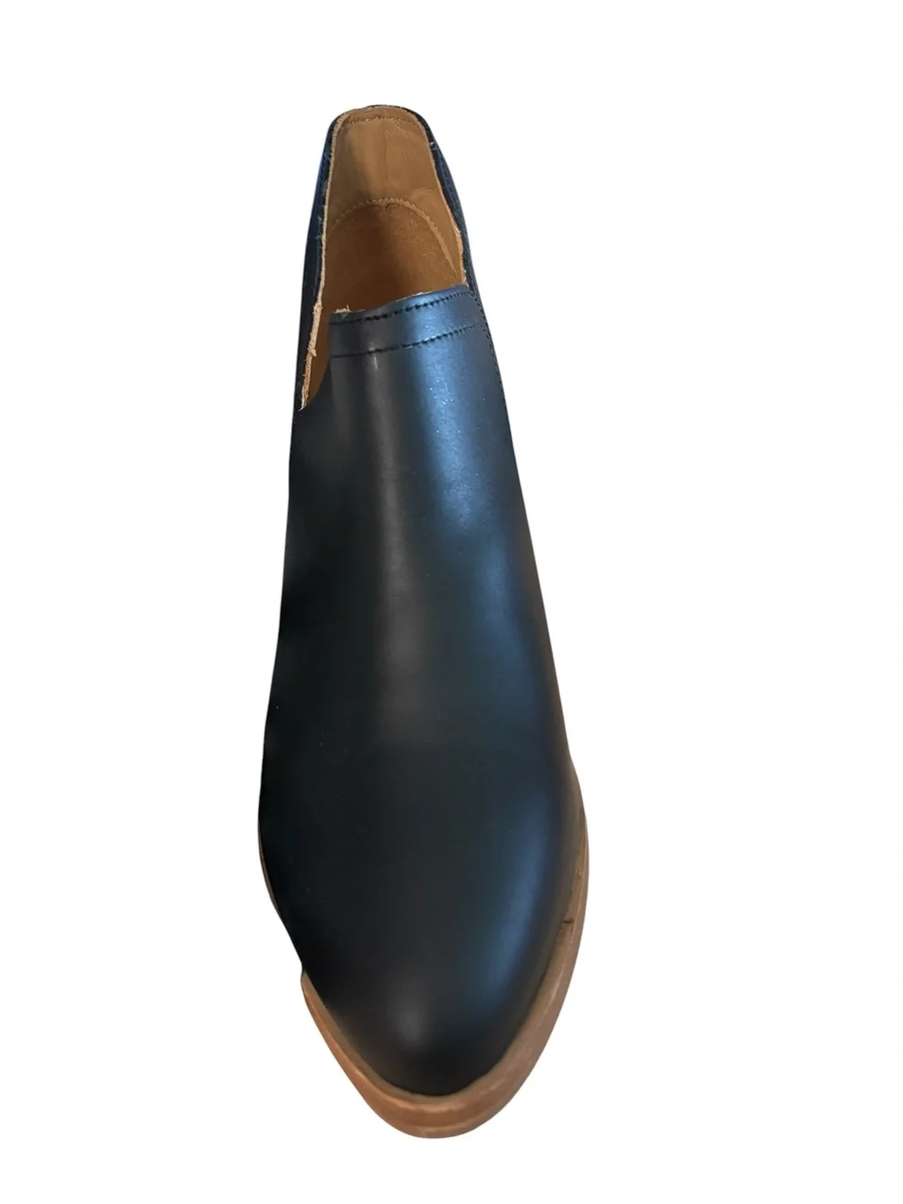 Nisolo Mia Black Leather Low Stacked Heel Chelsea Ankle Boots New in Dustbag